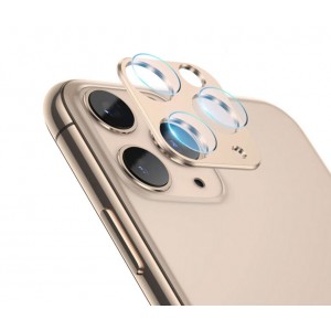 Metallic Camera Cover with Tempered Glass for iPhone 12 pro Gold